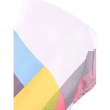 Chic Scoop Collar Short Sleeve Geometric Print Women's Dress -