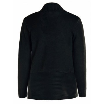 Chic Shawl Collar Long Sleeve Button Design Women's Sweater - Black