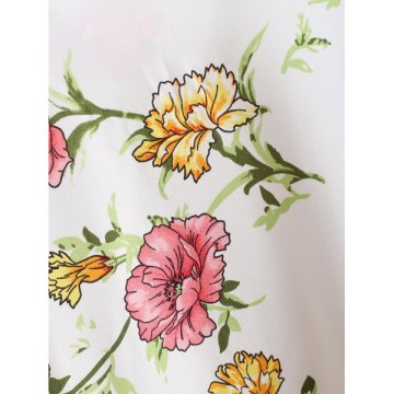 Choker Neck Floral Shift Dress - White