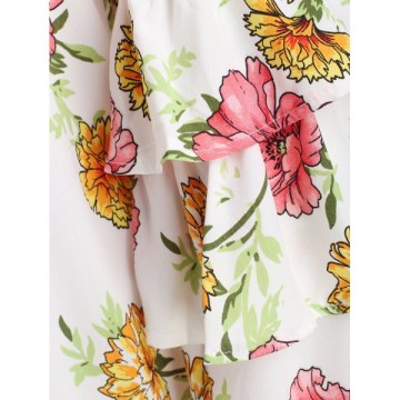 Choker Neck Floral Shift Dress - White