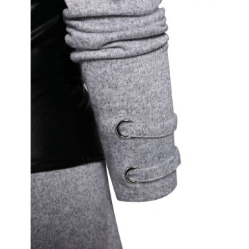 Cold Shoulder Dress And Corset Belt - Light Gray