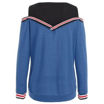 Cold Shoulder Long Sleeve Sweatshirt - Windows Blue