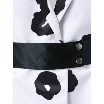 Cold Shoulder Printed Coat - White