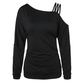 Cold Shoulder Strappy Knitwear - Black