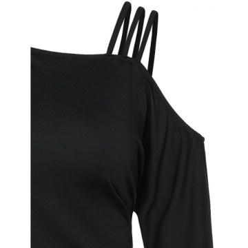Cold Shoulder Strappy Knitwear - Black