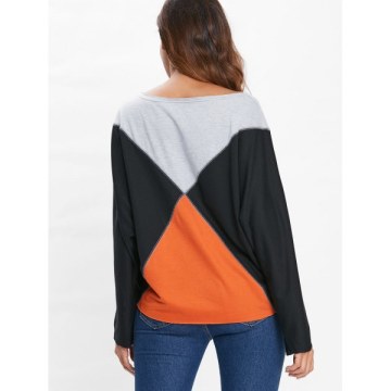 Color Block Batwing leeve T-shirt - Black