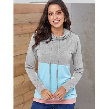 Color Block Cowl Neck weatshirt - Day ky Blue
