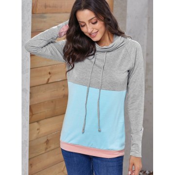 Color Block Cowl Neck weatshirt - Day ky Blue