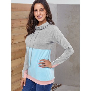 Color Block Cowl Neck weatshirt - Day ky Blue