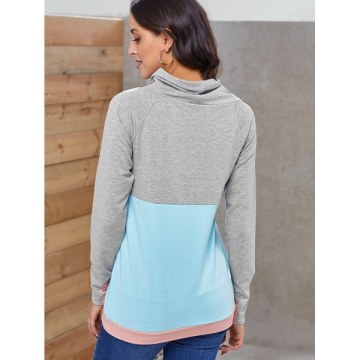Color Block Cowl Neck weatshirt - Day ky Blue