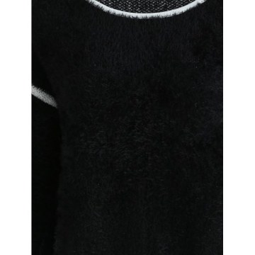 Color Block Fuzzy Pullover weater - Black