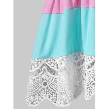 Color Block Lace Trim T-shirt - White