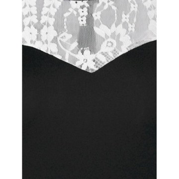 Color Trim Retro Sleeveless Flare Dress - Black