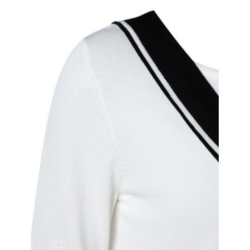 Color Trim Slim Cricket Knitwear - White One