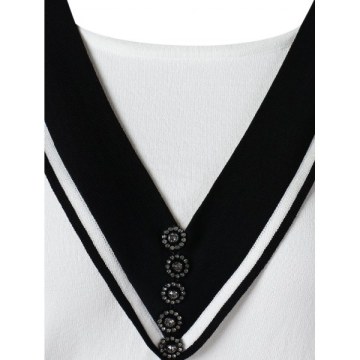 Color Trim Slim Cricket Knitwear - White One