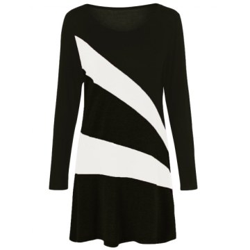 Colorful Print Longline T-Shirt - Black