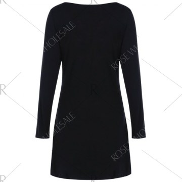 Colorful Print Longline T-Shirt - Black