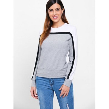 Contrast Color Sweatshirt - Gray