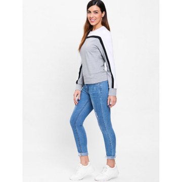 Contrast Color Sweatshirt - Gray