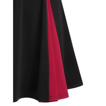 Contrast High Waist Fit And Flare Dress - Black