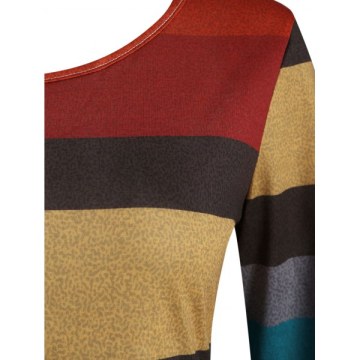 Contrast Striped Round Neck A Line Dress - ulti-c