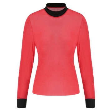 Contrast Trim See Through Mesh Top - Red