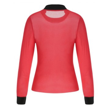 Contrast Trim See Through Mesh Top - Red