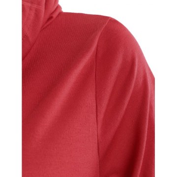 Cowl Neck Asymmetrical Pullover T Shirt - Red
