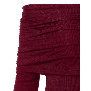 Cowl Neck Asymmetrical Tunic Dress - Red Wine