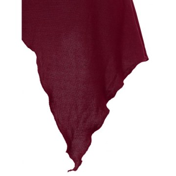 Cowl Neck Asymmetrical Tunic Dress - Red Wine