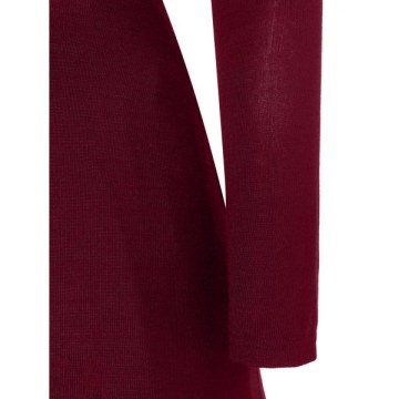 Cowl Neck Asymmetrical Tunic Dress - Red Wine