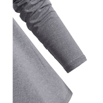 Cowl Neck Contrast Color Marled T hirt - Gray