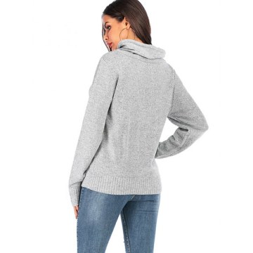 Cowl Neck Drawstring Knit Boyfriend weater - Gray