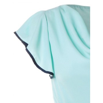 Cowl Neck High Waist Chiffon Tulip Dress - Blue Green