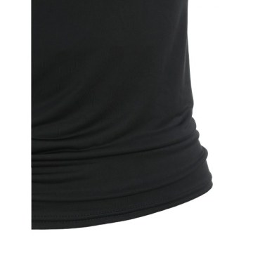 Cowl Neck leeveless Plain Backless T-hirt - Black