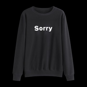 Crew Neck Graphic Sorry Sweatshirt - Black