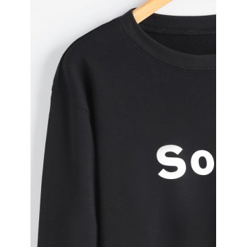 Crew Neck Graphic Sorry Sweatshirt - Black