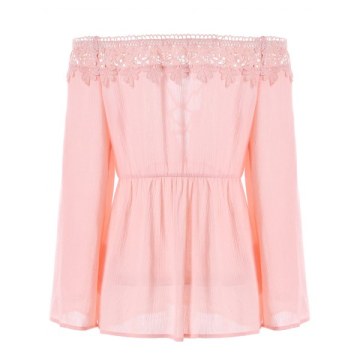 Criss Cross Chest Off The Shoulder Blouse - Pink Bubblegum