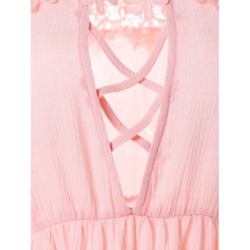 Criss Cross Chest Off The Shoulder Blouse - Pink Bubblegum
