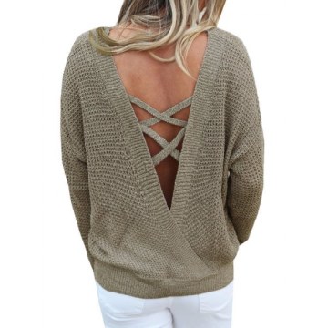 Criss Cross Drop houlder Convertible weater - Wood