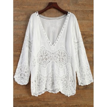 Crochet Panel Beach Cover-Up - White One