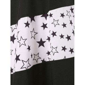 Cut Out Chest Stars Pattern Sleeveless Dress - Black