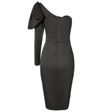 Cut Out One Shoulder Bodycon Dress - Black