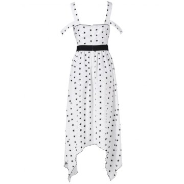 Cut Out Shoulder Midi Star Dress - White