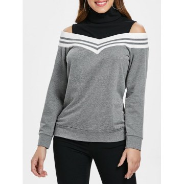 Cut Out Shoulder Panel Sweatshirt - Gray Goose