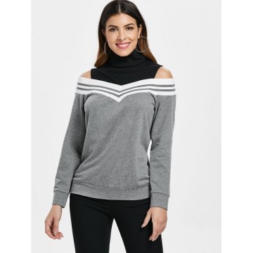 Cut Out Shoulder Panel Sweatshirt - Gray Goose