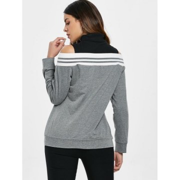 Cut Out Shoulder Panel Sweatshirt - Gray Goose