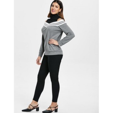 Cut Out Shoulder Panel Sweatshirt - Gray Goose