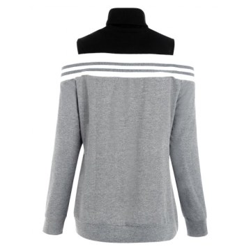Cut Out Shoulder Panel Sweatshirt - Gray Goose