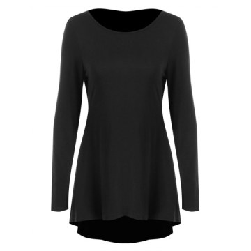 Cut Out Stud Embellished High Low T-shirt - Black